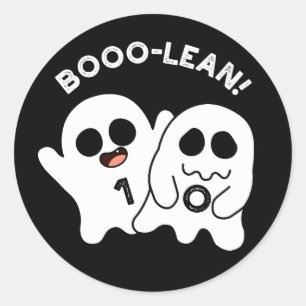 Boo-lean Funny Computer Ghost Boolean Pun Dark BG Ronde Sticker