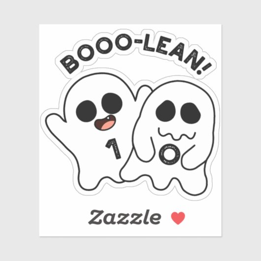 Boo-lean Funny Computer Ghost Boolean Pun Sticker (Vel)