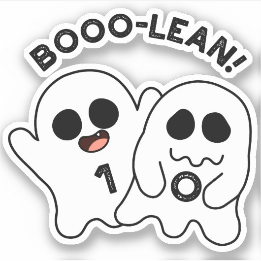 Boo-lean Funny Computer Ghost Boolean Pun Sticker (Voorkant)