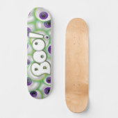 Boo Lettering Paars Ggloster Eyeballen Skateboard (Voorkant)