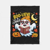 Boo-lieve In Jesus Ghost Christian Halloween Funny Fleece Deken (Voorkant)