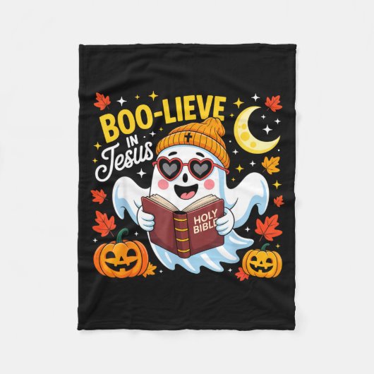 Boo-lieve In Jesus Ghost Christian Halloween Funny Fleece Deken (Voorkant)