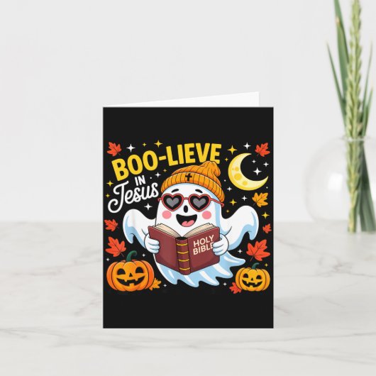 Boo-lieve In Jesus Ghost Christian Halloween Funny Kaart (Voorkant)