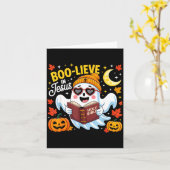 Boo-lieve In Jesus Ghost Christian Halloween Funny Kaart (Gele Bloem)