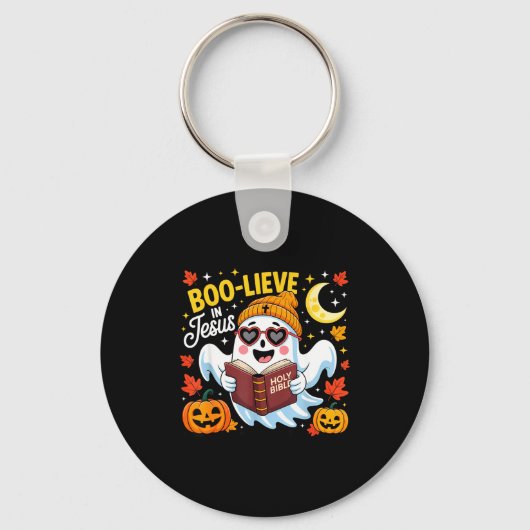 Boo-lieve In Jesus Ghost Christian Halloween Funny Sleutelhanger (Voorkant)