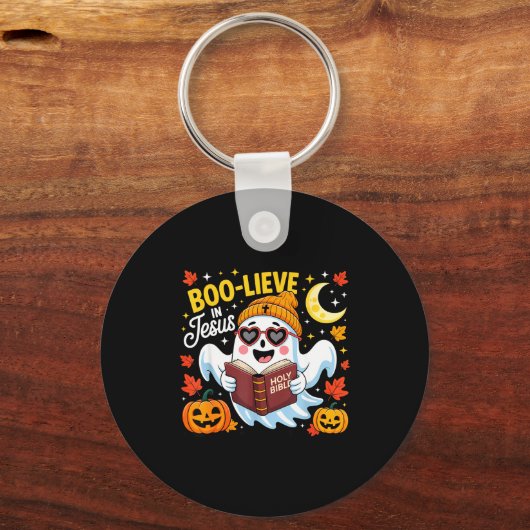Boo-lieve In Jesus Ghost Christian Halloween Funny Sleutelhanger (Voorkant)