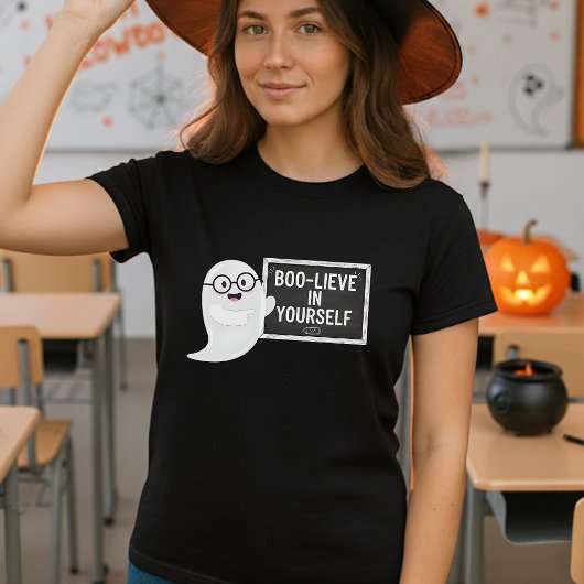 BOO-LIEVE in Jezelf Leraar Halloween Ghost T-shirt