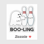 Boo-ling Funny Halloween Bowling Ghost Pun Sticker (Vel)