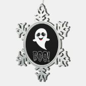 Boo Little Halloween Classic Design Tin Sneeuwvlok Ornament (Rechts)