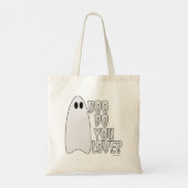 Boo Love Funny Halloween Ghost Slogan Tote Bag (Achterkant)