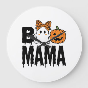 Boo Mama Halloween Geest Pompoen Boog Ontwerp Grote Klok
