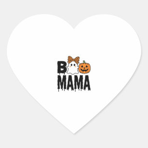 Boo Mama Halloween Geest Pompoen Boog Ontwerp Hart Sticker