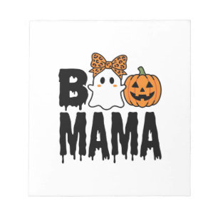 Boo Mama Halloween Geest Pompoen Boog Ontwerp Notitieblok