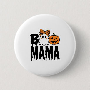 Boo Mama Halloween Geest Pompoen Boog Ontwerp Ronde Button 5,7 Cm