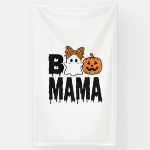 Boo Mama Halloween Geest Pompoen Boog Ontwerp Spandoek