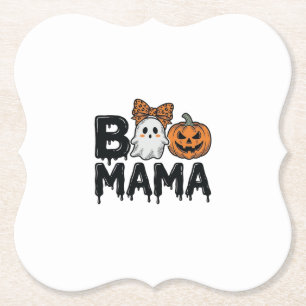 Boo Mama Halloween Geest Pompoen Moeder Shirt Ontw Kartonnen Onderzetters