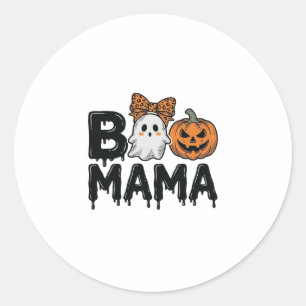 Boo Mama Halloween Geest Pompoen Moeder Shirt Ontw Ronde Sticker