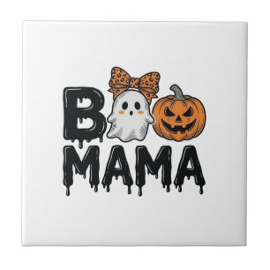 Boo Mama Halloween Geest Pompoen Moeder Shirt Ontw Tegeltje
