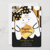 Boo Meisje Ghost Halloween ONE 1e Verjaardagsfeest Kaart (Voorkant)