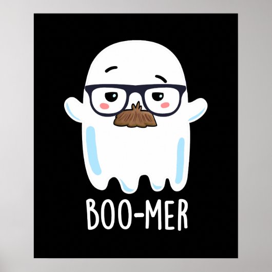 Boo-mer Funny Middle Aged Ghost Pun Dark BG Poster (Voorkant)