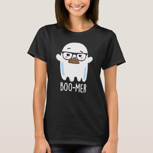 Boo-mer Funny Middle Aged Ghost Pun Dark BG T-shirt (Voorkant)