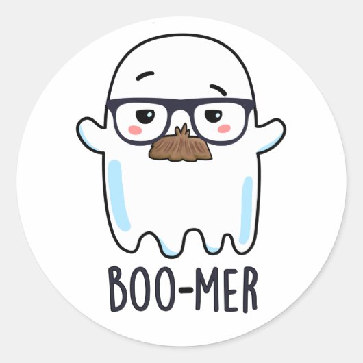 Boo-mer Funny Middle Aged Ghost Pun Ronde Sticker (Voorkant)