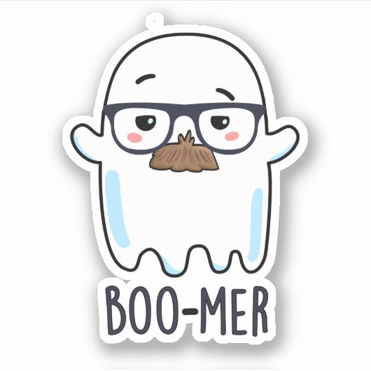 Boo-mer Funny Middle Aged Ghost Pun Sticker (Voorkant)