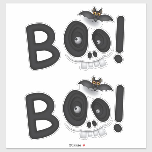 BOO met een Beet – Vleermuis & Schedel Halloween L Sticker (Vel)