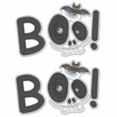 BOO met een Beet – Vleermuis & Schedel Halloween L Sticker (Voorkant)