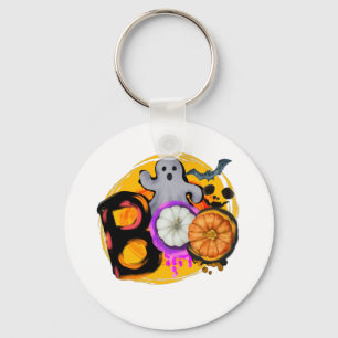 Boo met geest en pompoen sleutelhanger