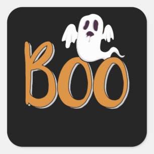 Boo met Ghost Spooky Halloween Trick or treat Vierkante Sticker