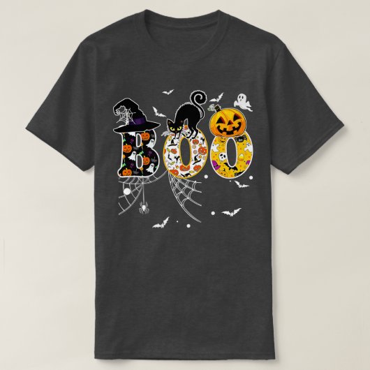 Boo met spinnen en heks Pet Halloween - 1 T-shirt (Design voorkant)