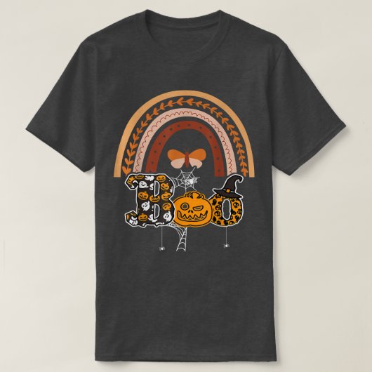 Boo met spinnen en heks Pet Halloween regenboog 1 T-shirt (Design voorkant)