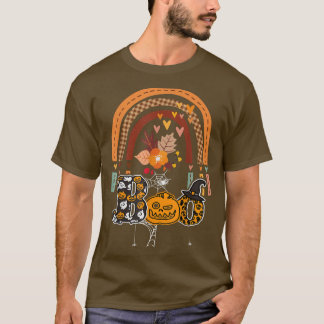 Boo met spinnen en heks Pet Halloween regenboog 2 T-shirt