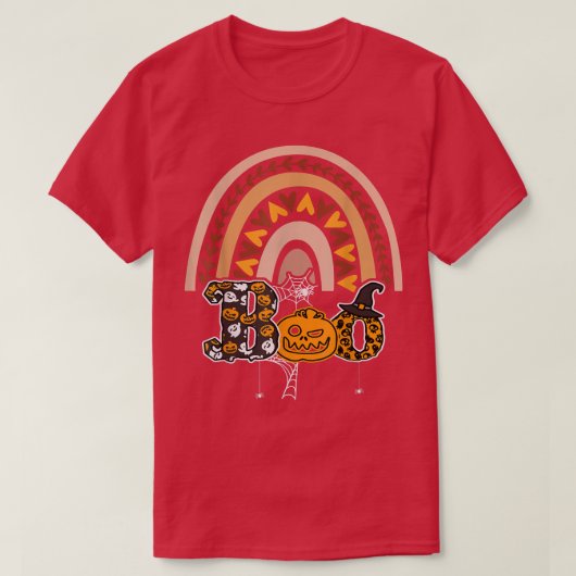 Boo met spinnen en heks Pet Halloween regenboog 3 T-shirt (Design voorkant)