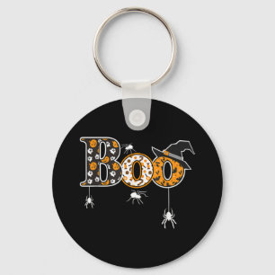 Boo met spinnen en heks Pet Halloween Sleutelhanger
