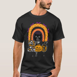 Boo Met Spinnen En Heksenhoed Halloween Regenboog T-shirt