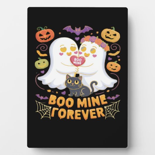 Boo Mine Forever Schattige Ghosts Black Cat Love H Fotoplaat (voorkant)