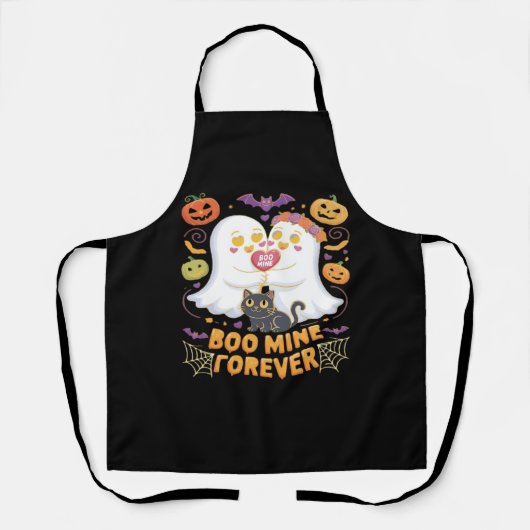 Boo Mine Forever Schattige Ghosts Black Cat Love H Schort (Voorkant)