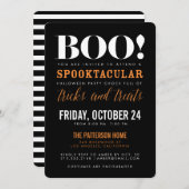 BOO | Modern Halloween Party Invitation Kaart (Voorkant / Achterkant)