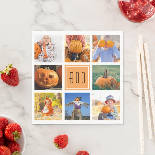 Boo Modern Halloween Photo Collage Servet (Insitu)