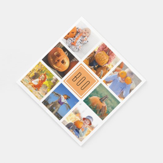 Boo Modern Halloween Photo Collage Servet (Hoek)