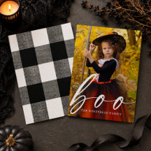 Boo Modern Script Aangepaste Foto Halloween