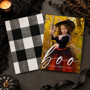 Boo Modern Script Aangepaste Foto Halloween Feestdagenkaart