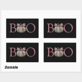 Boo Moderne Snake Skin Pompoen met Roze Bow Rechthoekige Sticker (Vel)