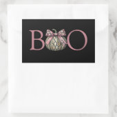 Boo Moderne Snake Skin Pompoen met Roze Bow Rechthoekige Sticker (Tas)