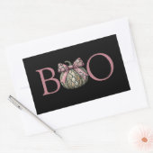 Boo Moderne Snake Skin Pompoen met Roze Bow Rechthoekige Sticker (Envelop)