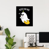 Boo-nana Grappige Ghost Banaan Pun Donker BG Poster (Thuiskantoor)