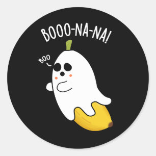 Boo-nana Grappige Ghost Banaan Pun Donker BG Ronde Sticker