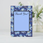 Boo Octopus Blauwe Kinderkleding & Decoratie Bedankkaart (Staand voorkant)